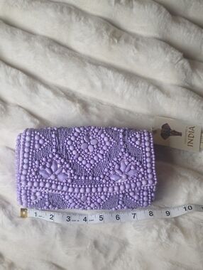Viral TJMaxx Lavender Beaded Embellished Clutch Wallet Handmade In India